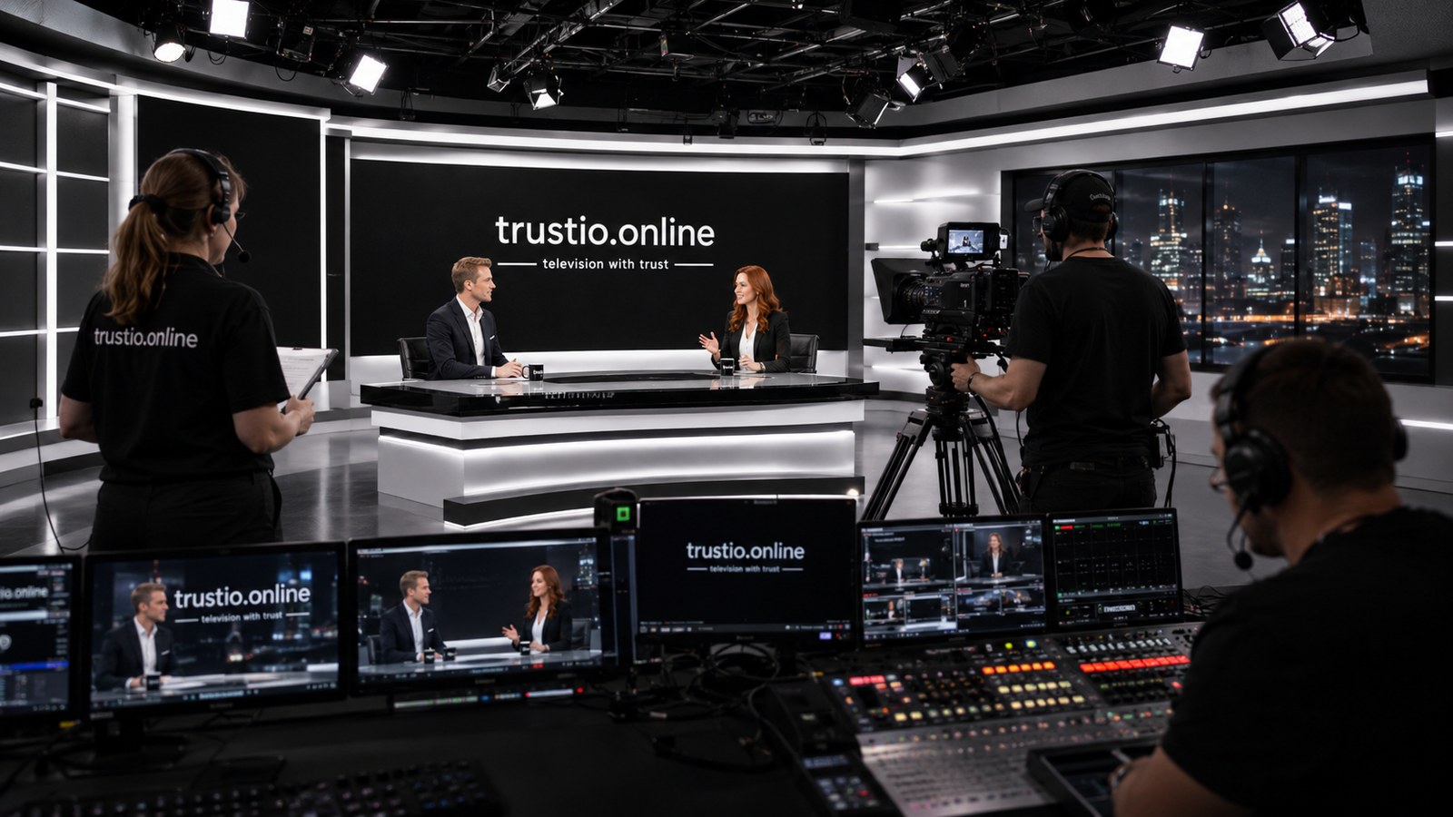 Das TV-Studio von trustio.online während einer Aufzeichnung